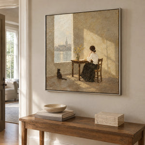 WINDOW REVERIE — Hallway, silver frame