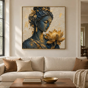 LOTUS CONTEMPLATION — Living room, gold frame