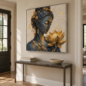 LOTUS CONTEMPLATION — Hallway, silver frame
