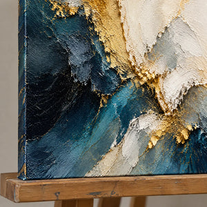 AZURE SEAM — Texture detail on an easel, no outer frame