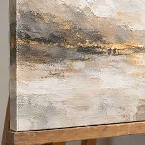 VEILED HORIZON — Texture detail on an easel, no outer frame