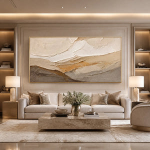 PALE RIDGE: Beige White Mountain Abstract