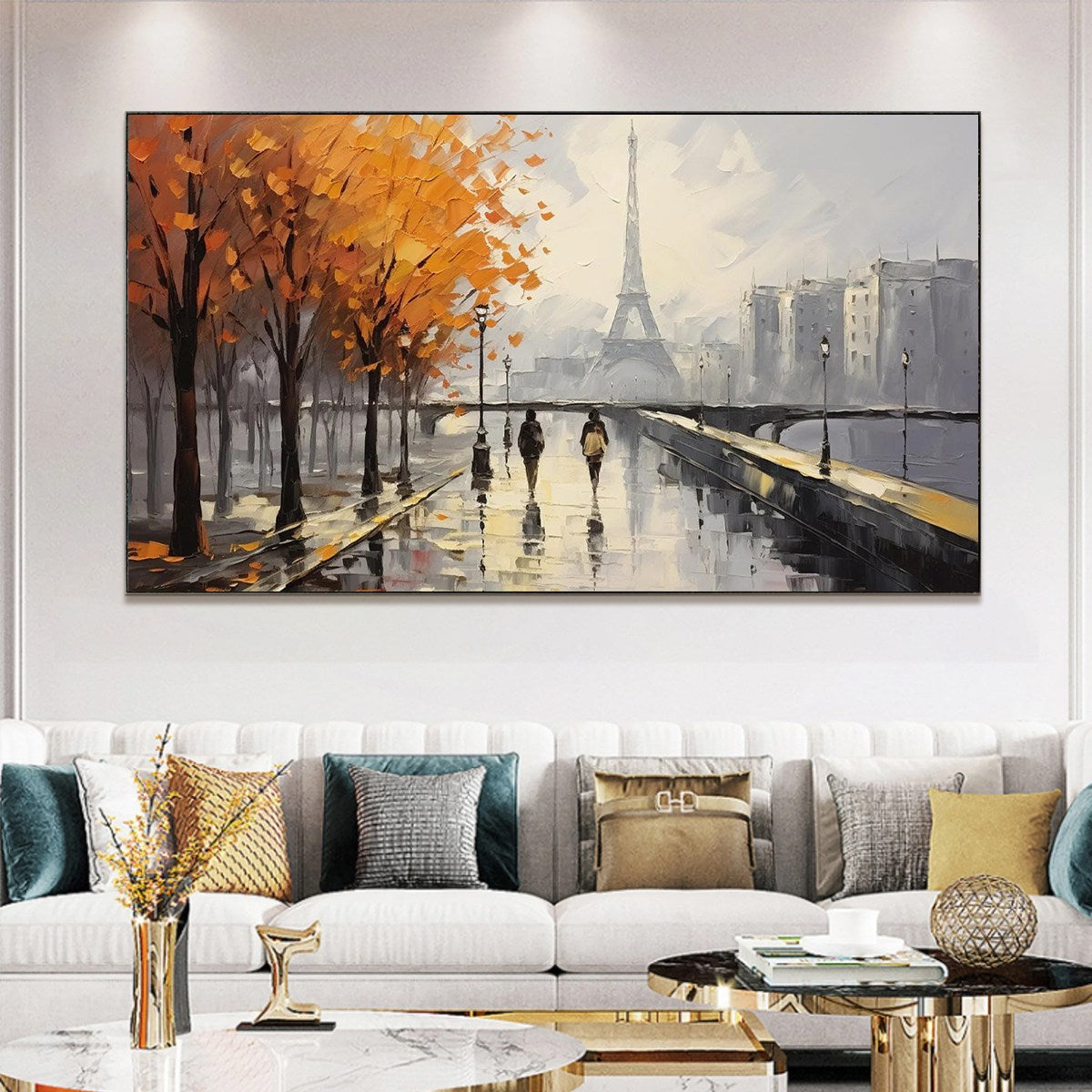 Parisian Rain: Original Textured Cityscape Oil Painting - Paris Wall Art