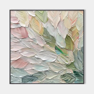 Original square textured impasto painting 'Pastel Dream' with soft pastel floral hues.