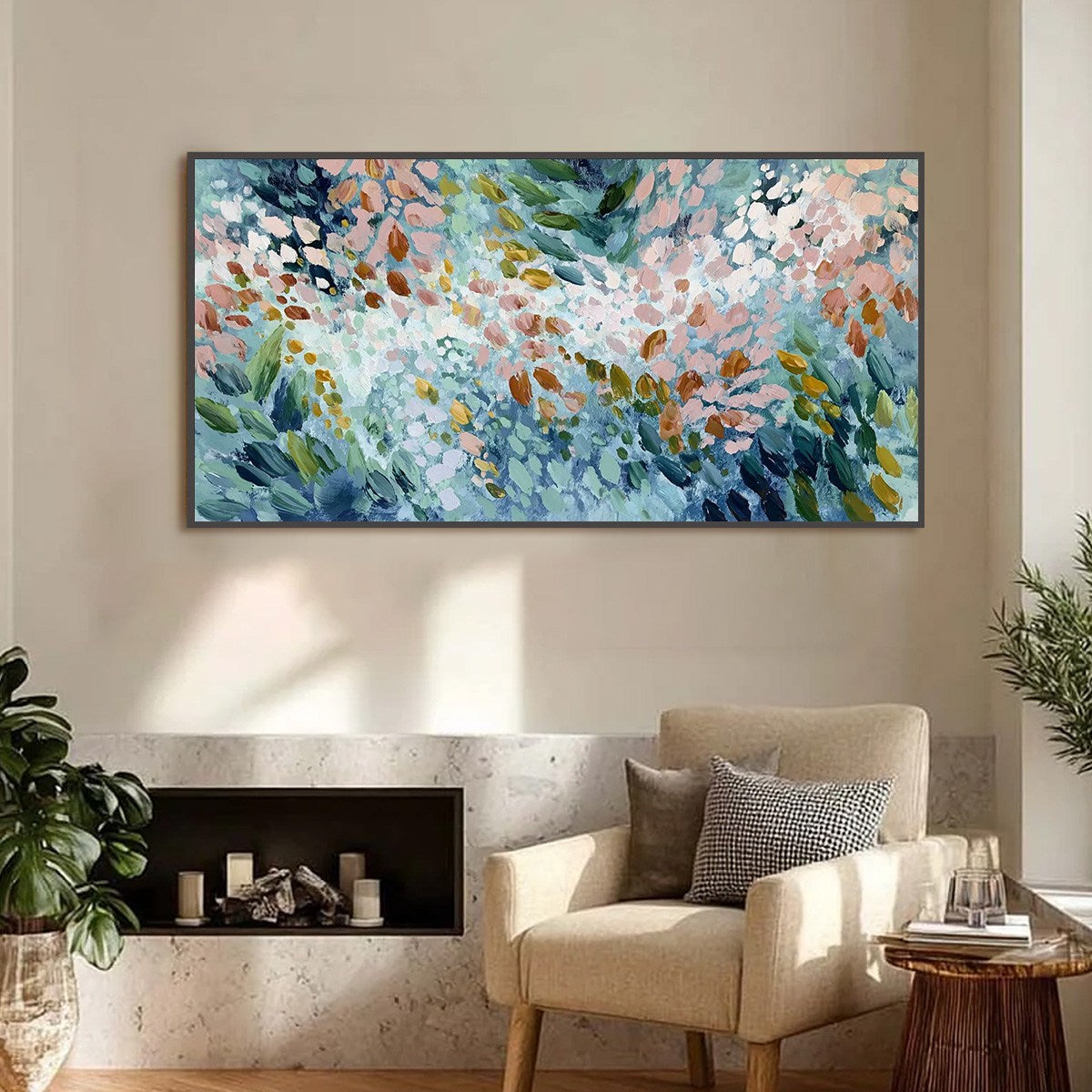 PETAL CASCADE: Colorful Abstract Floral Impasto Wall Art