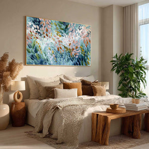 PETAL CASCADE: Colorful Abstract Floral Impasto Wall Art