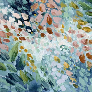 PETAL CASCADE: Colorful Abstract Floral Impasto Wall Art