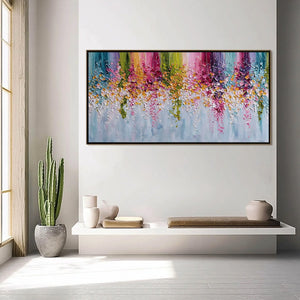 PETAL RAIN: Heavy Texture Impasto Floral Abstract Painting