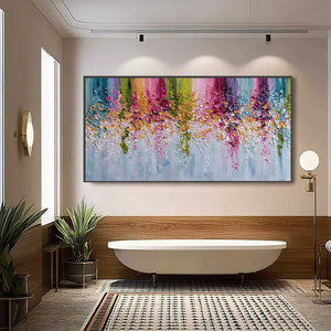 PETAL RAIN: Heavy Texture Impasto Floral Abstract Painting