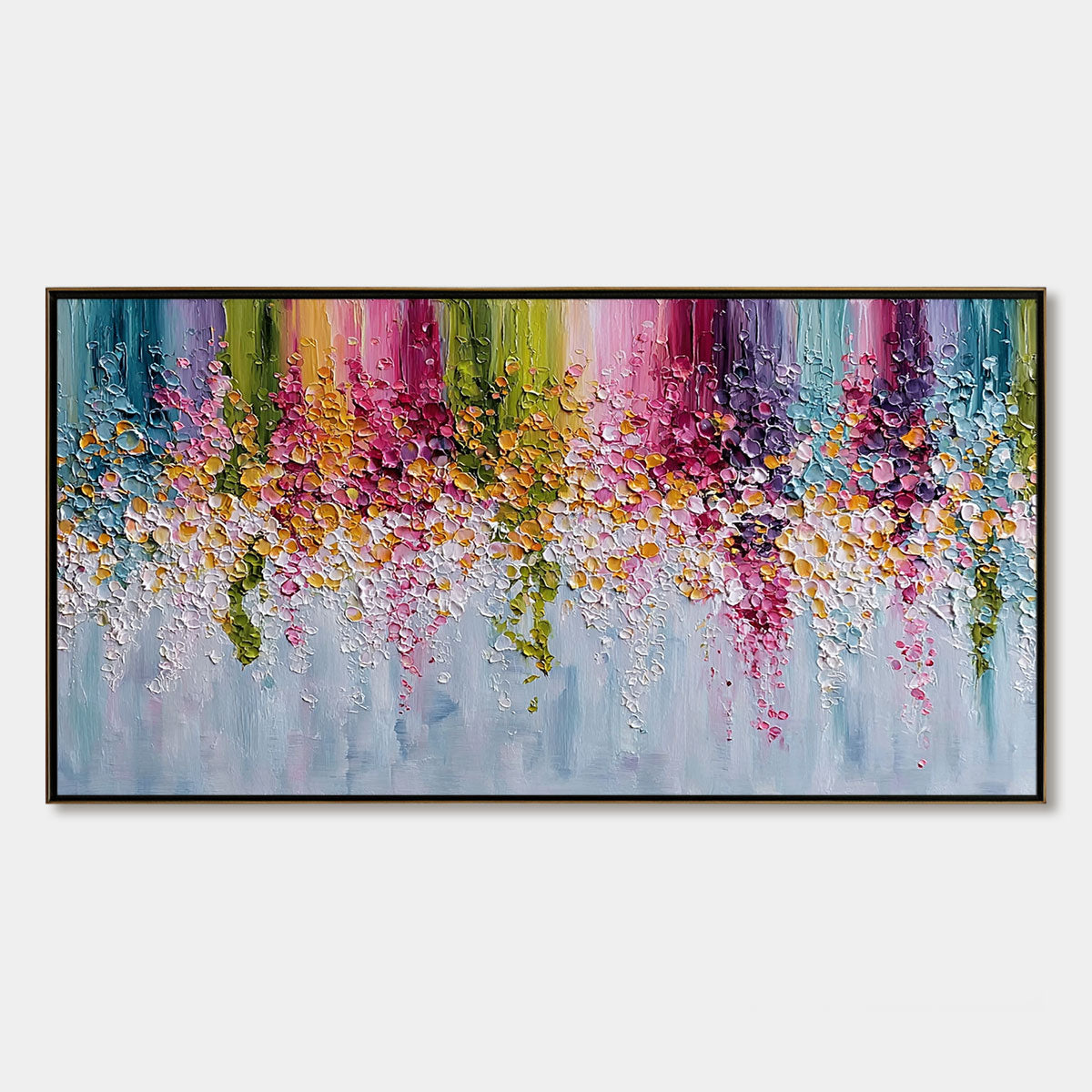 PETAL RAIN: Heavy Texture Impasto Floral Abstract Painting