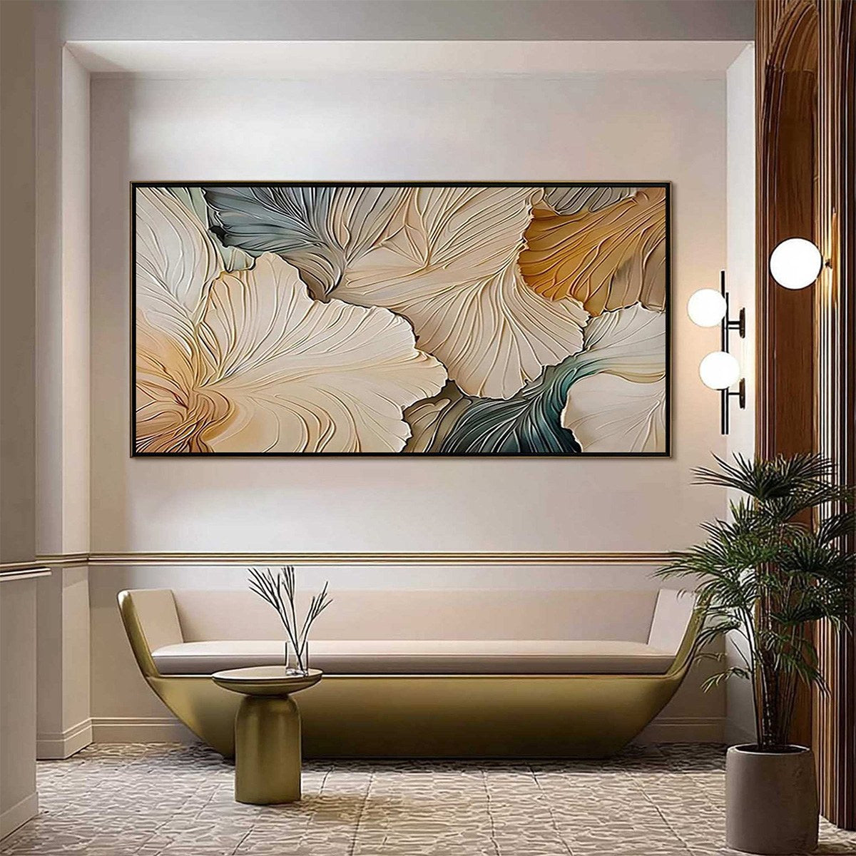 PETAL WHISPERS: Textured Wabi Sabi Abstract Leaf Painting