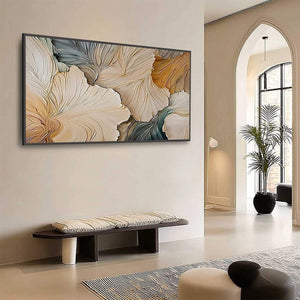 PETAL WHISPERS: Textured Wabi Sabi Abstract Leaf Painting