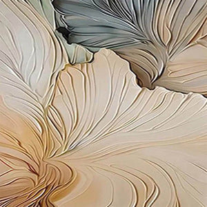 PETAL WHISPERS: Textured Wabi Sabi Abstract Leaf Painting