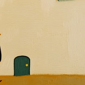 PILGRIM'S PATH: Minimalist Figurative Painting of a Spanish Village Scene