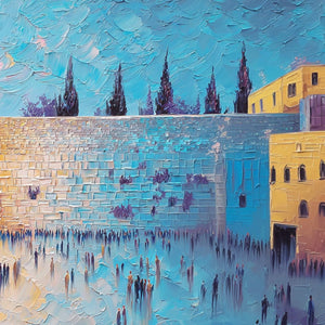 PRAYER'S ECHO: Heavily Textured Impasto Painting of Jerusalem's Western Wall