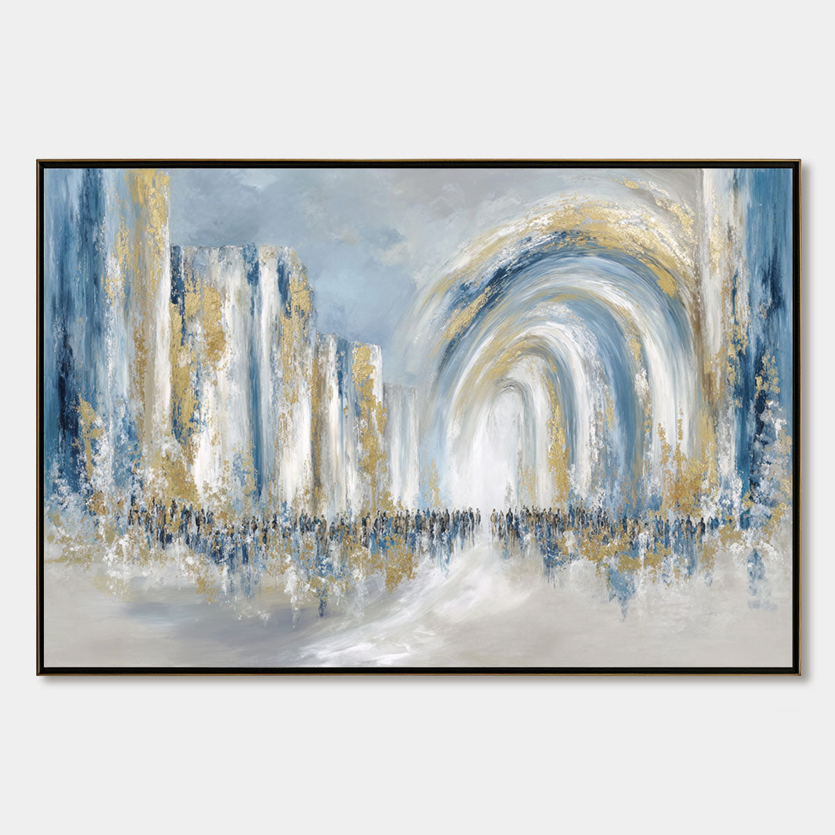 PROCESSION: Textured Abstract Painting of a Golden Journey