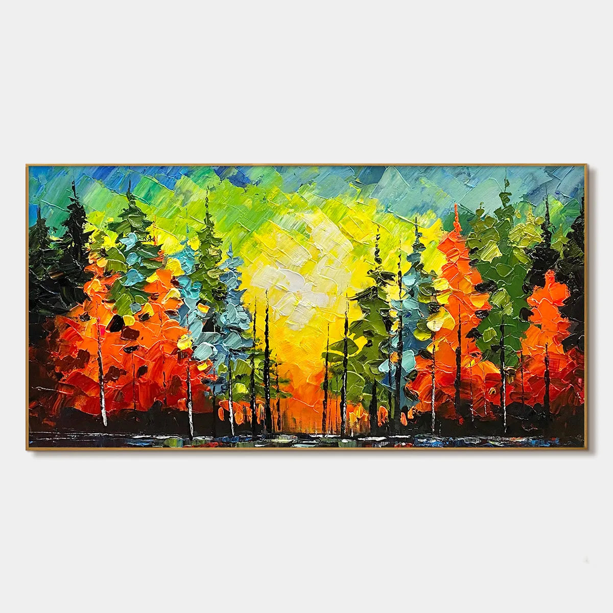 Autumn Symphony: Panoramic Impasto Forest Painting