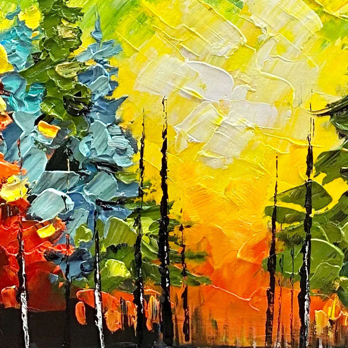 AUTUMN SYMPHONY: Impasto Forest Painting in Vibrant Colors