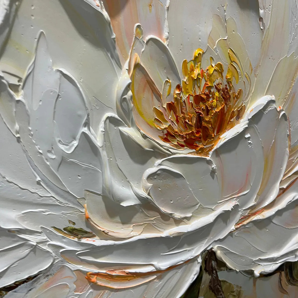 PEONY HARMONY: Impasto Peony Painting in Soft White and Peach