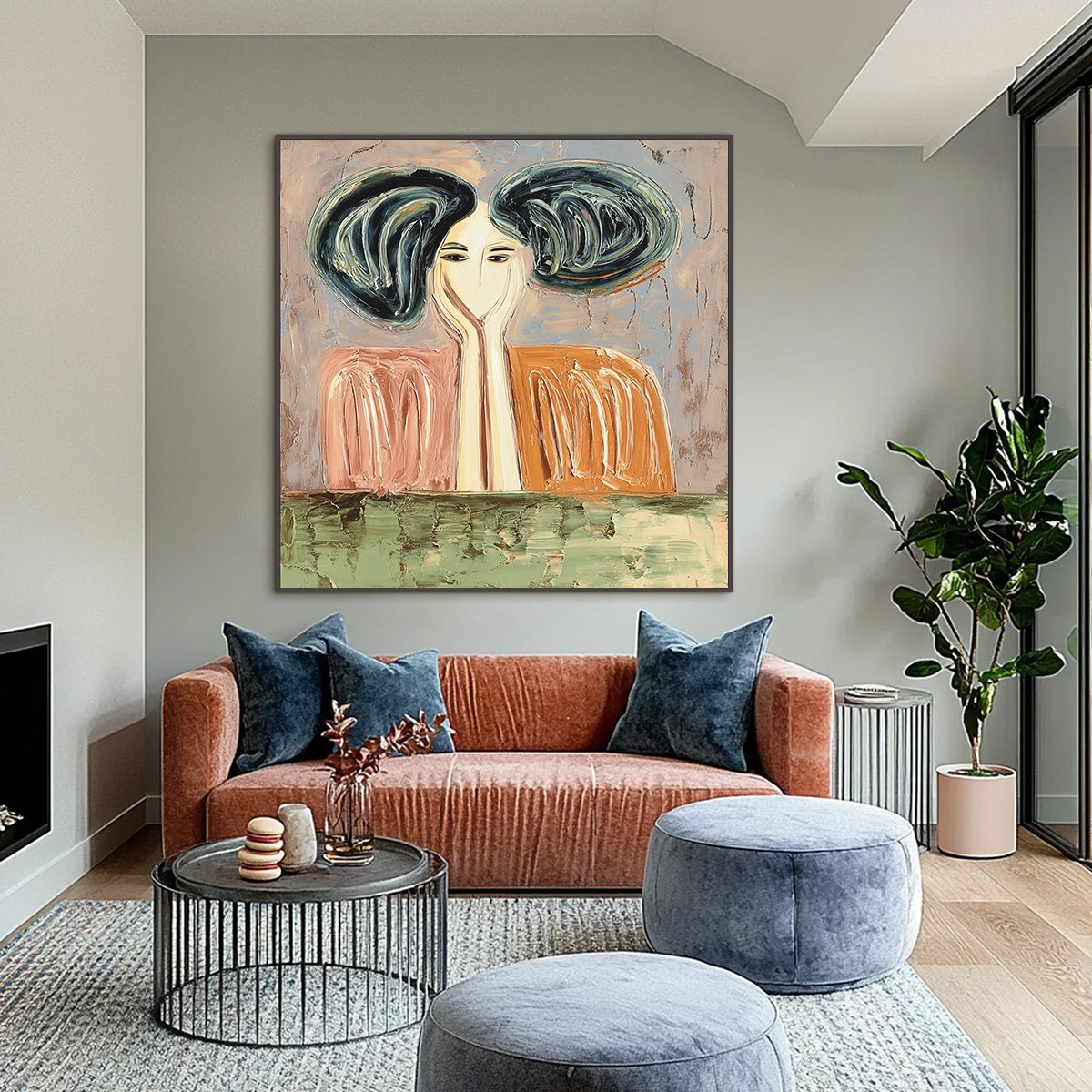 QUIET CONTEMPLATION: Textured Impasto Portrait Painting of a Woman