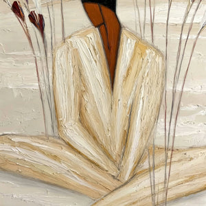 QUIET REPOSE: Textured Figurative Painting of a Person in Contemplation