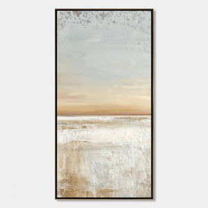QUIET SHORE: Textured Wabi Sabi Minimalist Beach Painting
