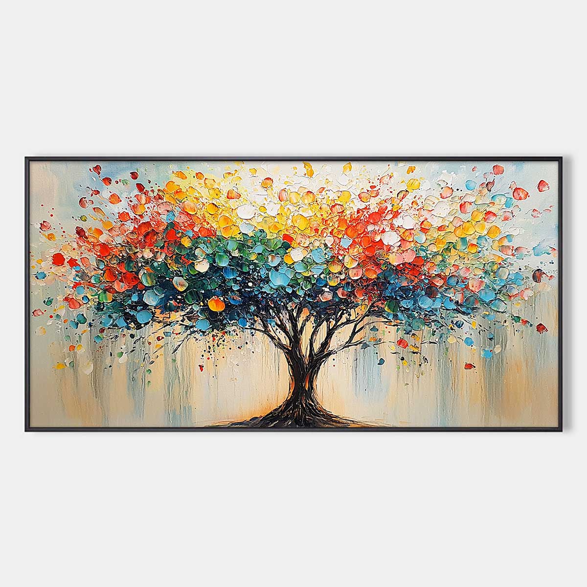 Rainbow Burst: Original Impasto Tree of Life Oil Painting