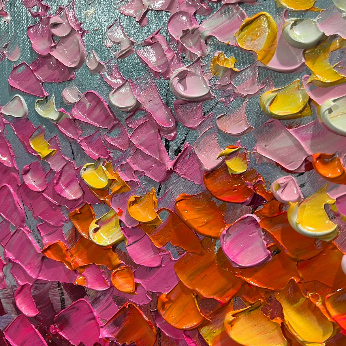 RAINBOW FOREST: Textured Impasto Trees Oil Painting