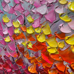 Rainbow Forest: Original Textured Impasto Trees Oil Painting - Colorful Landscape Wall Art