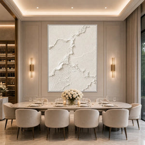 RIVEN textured Wabi Sabi wall art in a luxury dining room