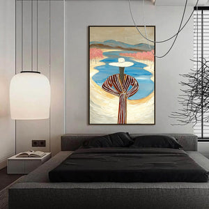 RIVER BLUSH: Textured Figurative Landscape Painting of Woman by Water