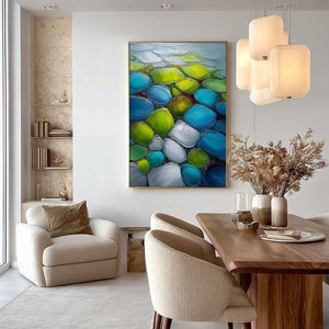 RIVER GEMS: Heavily Textured Abstract Painting of Colorful Stones