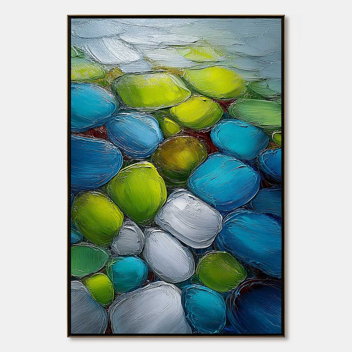 RIVER GEMS: Heavily Textured Abstract Painting of Colorful Stones