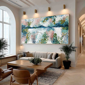 RIVER OF PETALS: Textured Abstract Floral Landscape Painting