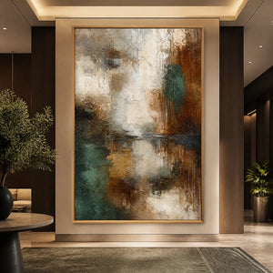 EARTHEN REFLECTION displayed in a refined hotel lobby.