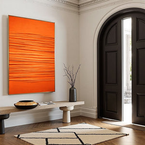 SAFFRON RHYTHM: Handmade textured orange abstract original painting, modern wall art.