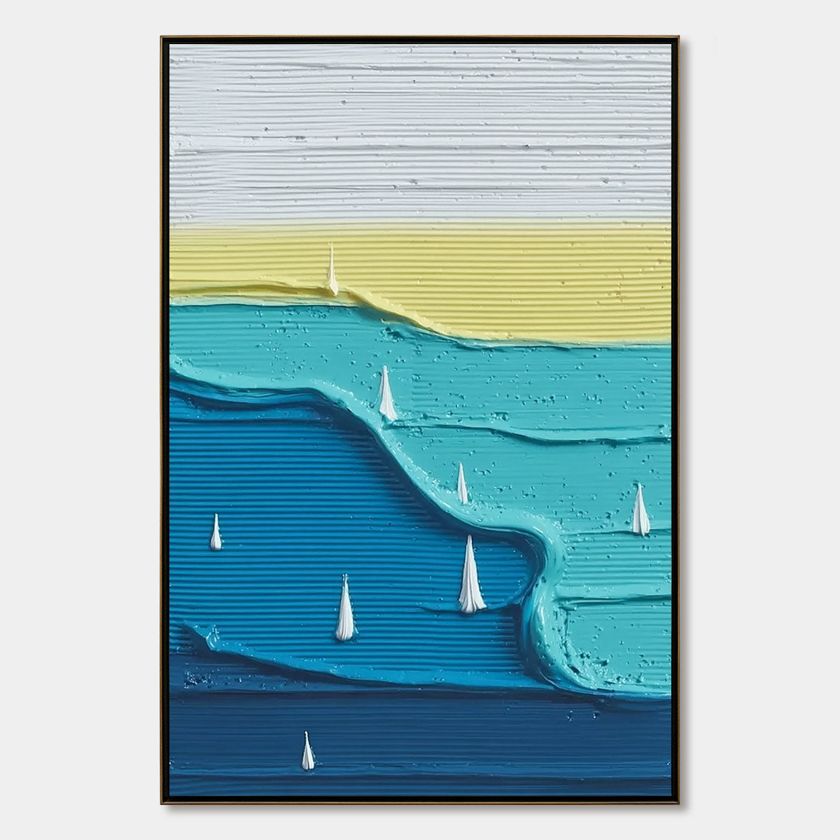 SAILBOAT SERENITY: Textured Minimalist Abstract Seascape Painting