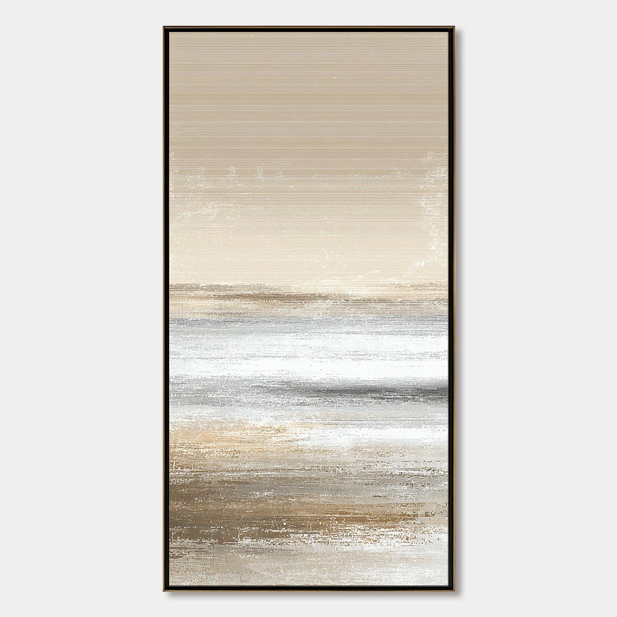 SANDSTONE SERENITY: Minimalist Textured Abstract Seascape Painting