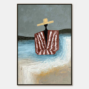 SEASIDE REVERIE: Textured Abstract Figurative Painting by the Sea