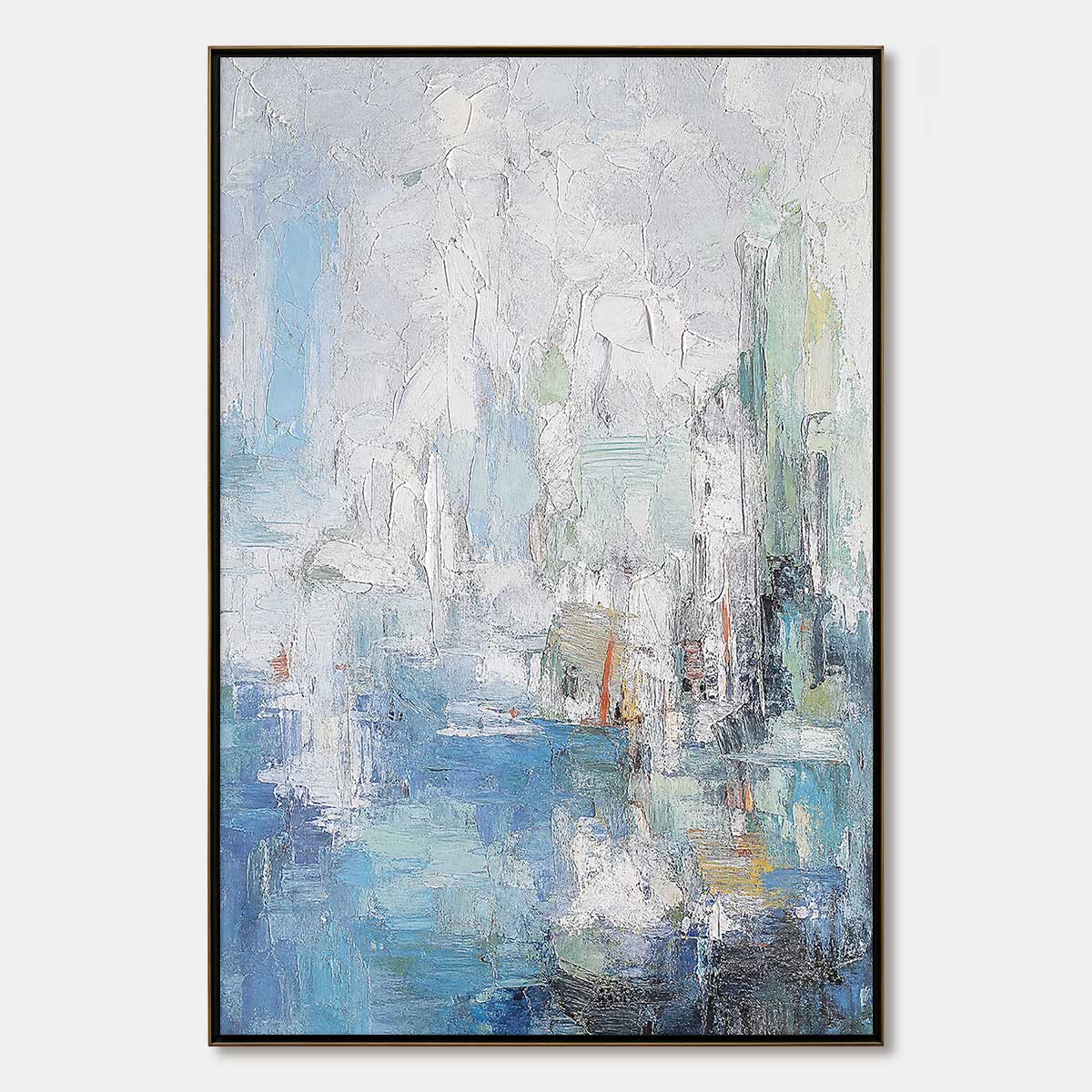 SEASIDE REVERIE: Textured Abstract Painting of a Coastal City