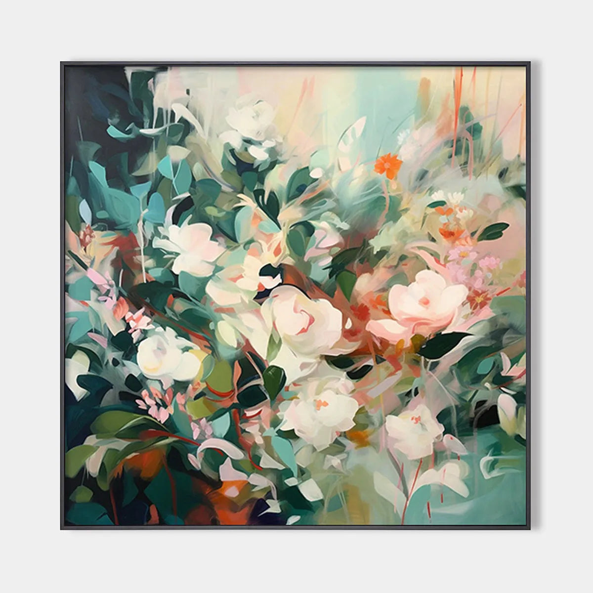 Square Impressionistic Floral Oil Painting in Soft Hues