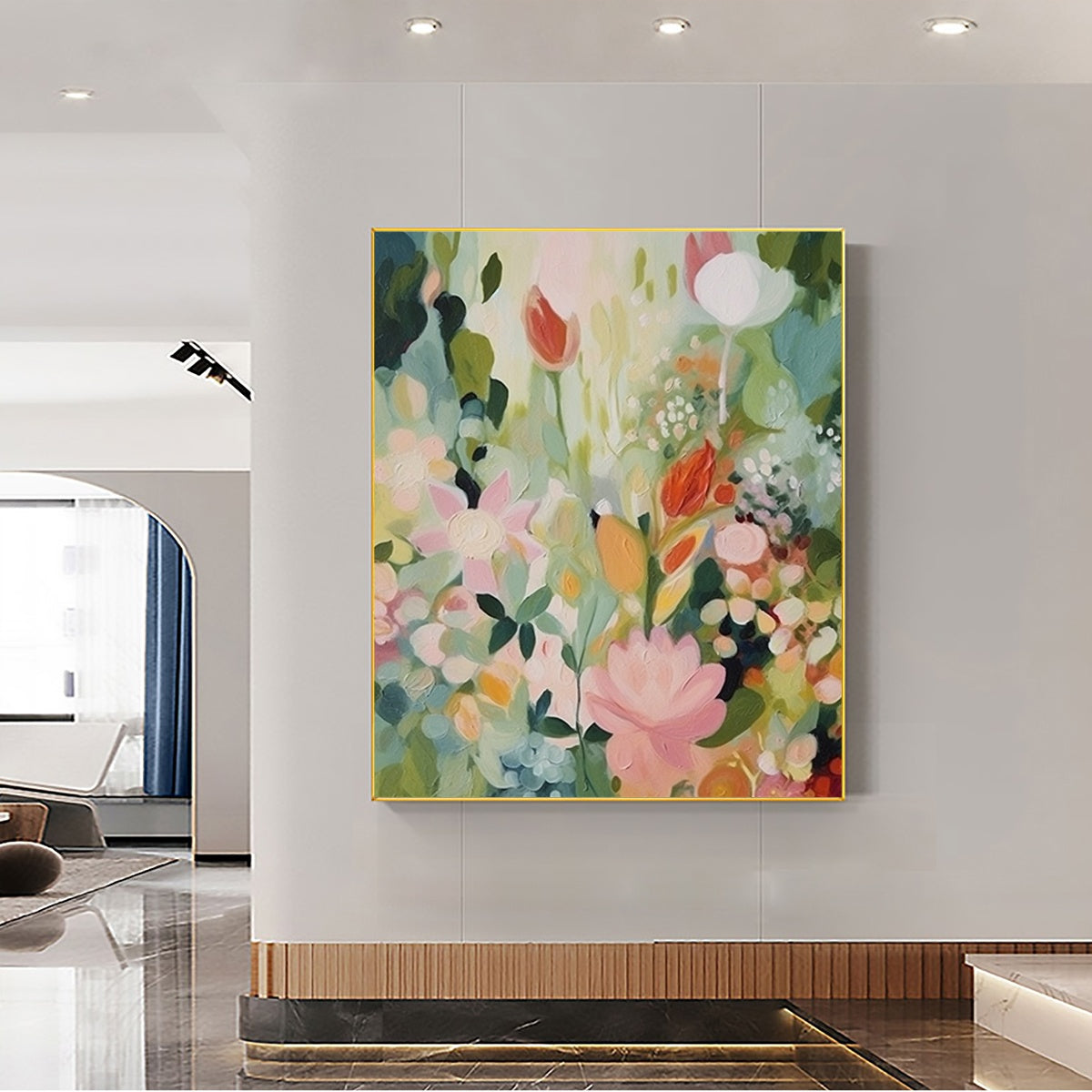 Secret Garden: Original Dreamy Floral Oil Painting - Colorful Flower Wall Art