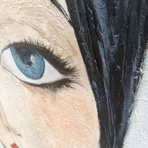 Ready to Ship |SERENE GAZE: Textured Figurative Portrait Oil Painting