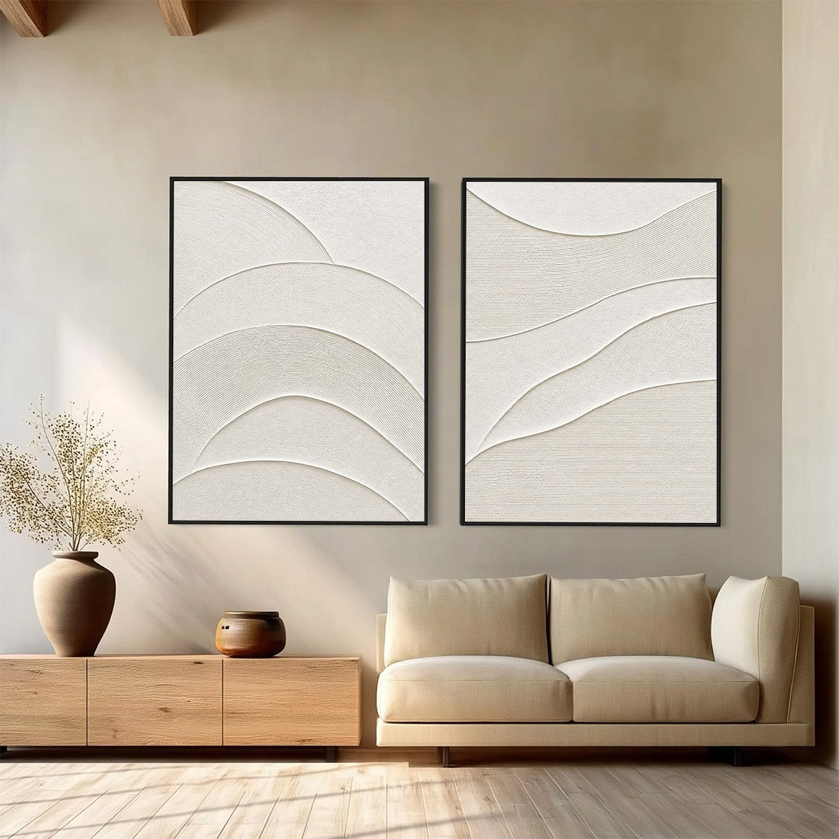 SERENE RHYTHM: Minimalist Textured Wabi Sabi Wall Art Set