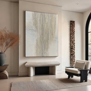SERENE STRIA: Wabi Sabi Textured Vertical Abstract Painting