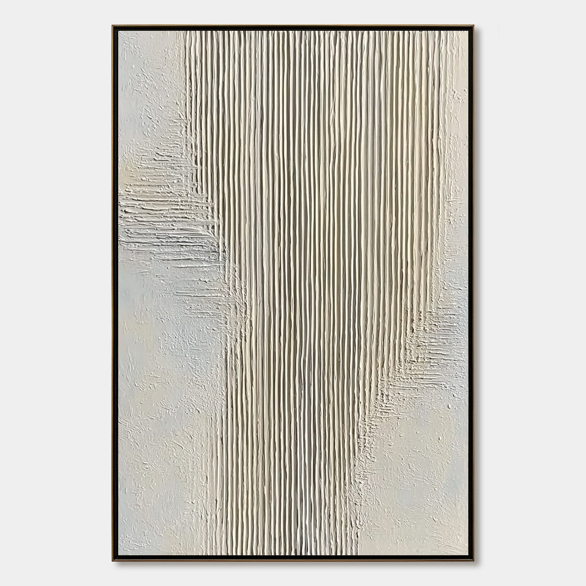 SERENE STRIA: Wabi Sabi Textured Vertical Abstract Painting