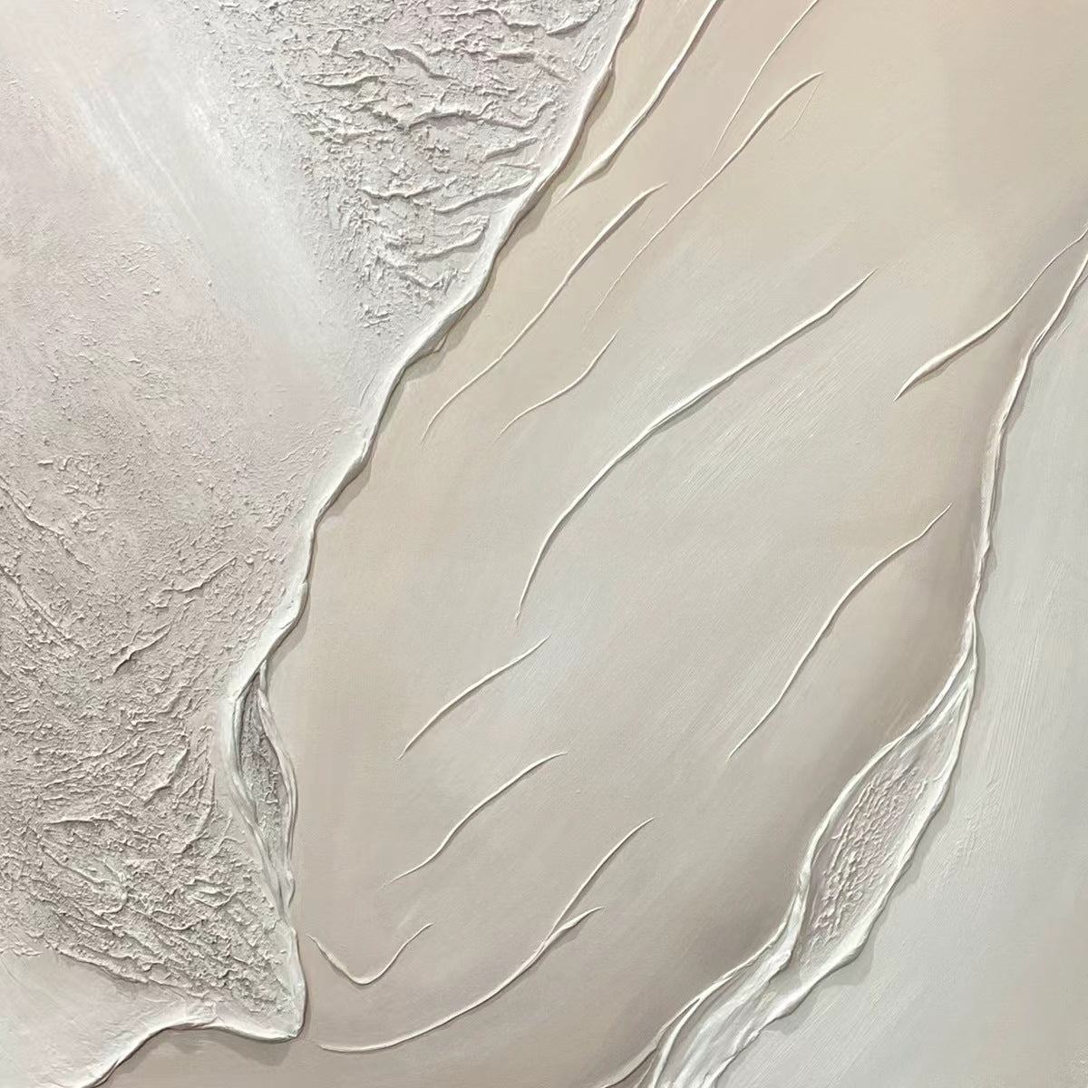 SERENE PATHWAYS: Minimalist Beige Textured Impasto Oil Painting