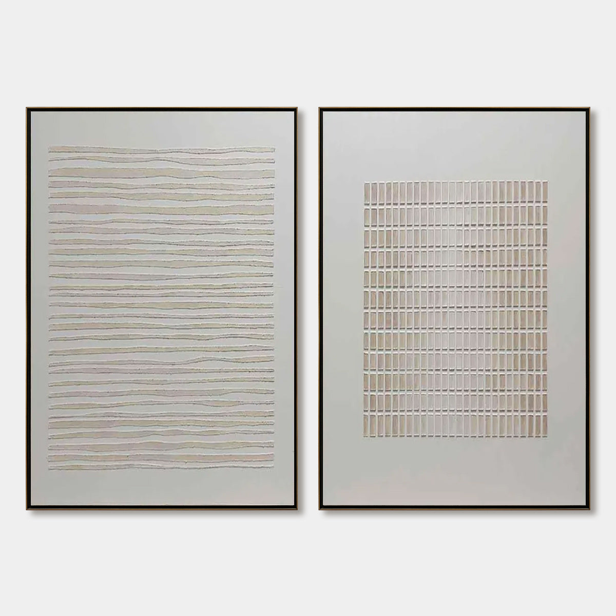 SERENE RHYTHMS Textured Minimalist Abstract Diptych