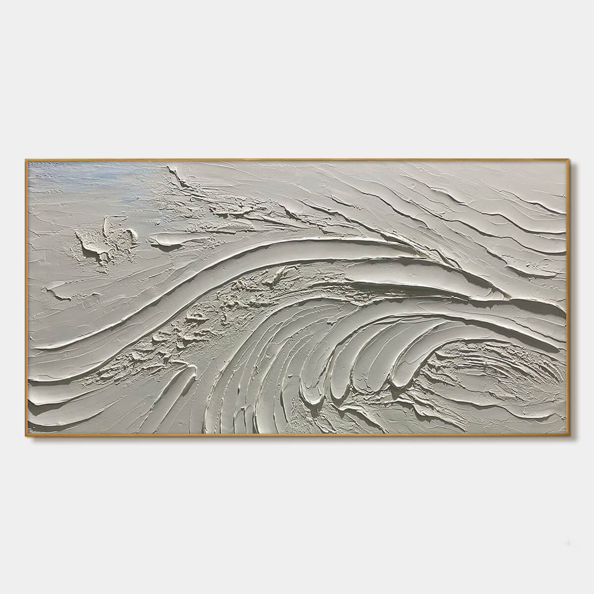 Serene Ridges: Textured Minimalist White Oil Painting Canvas Wall Art Decor