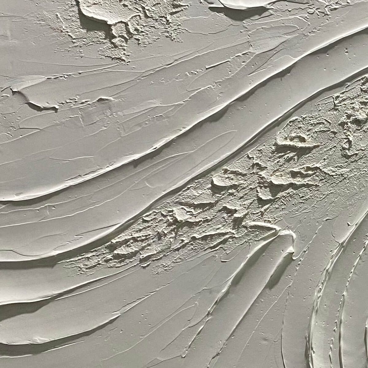 SERENE RIDGES: Textured Minimalist White Oil Painting